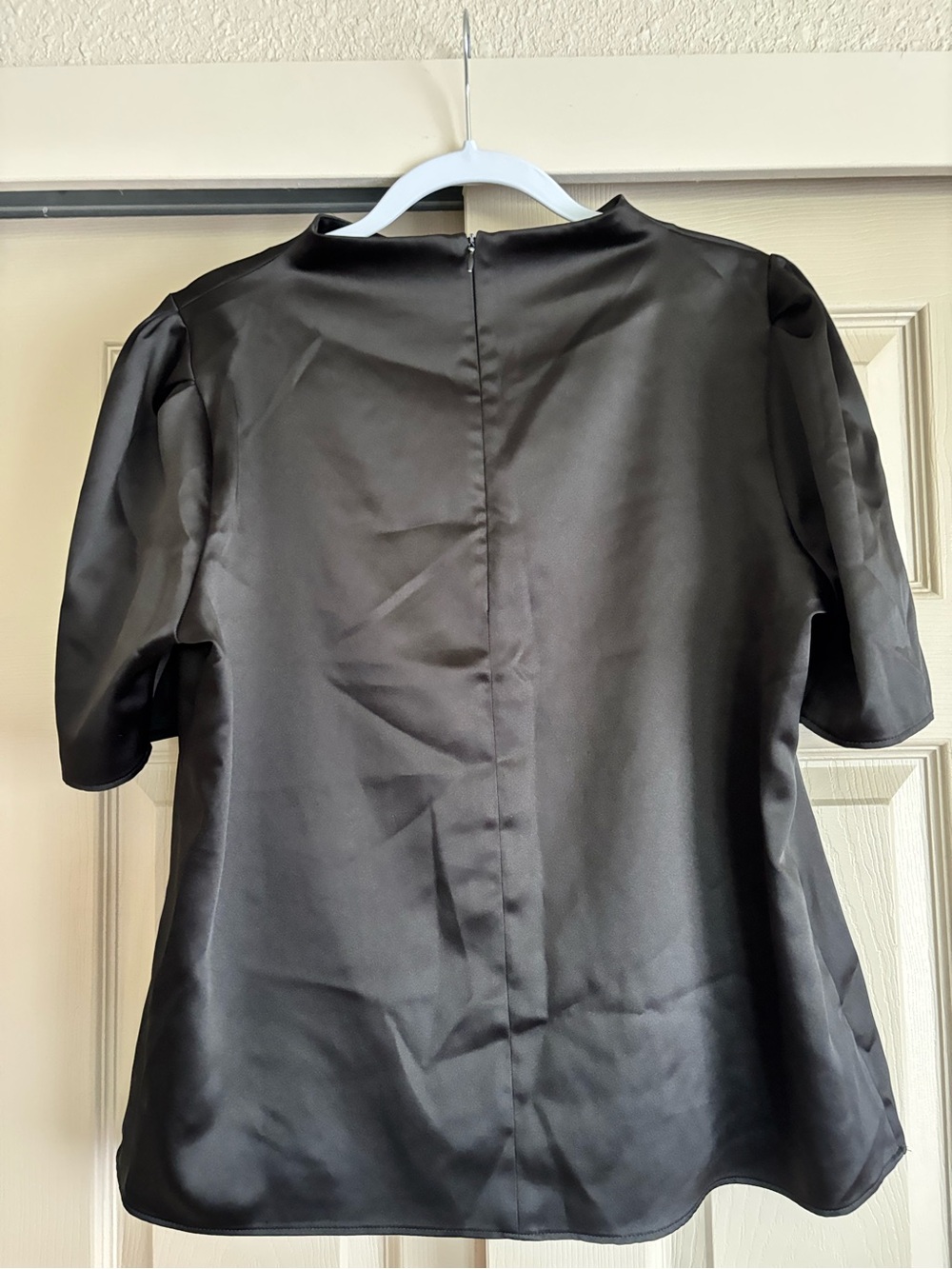 Calvin Klein Satin Short Sleeve Top - Black - Picture 5 of 5